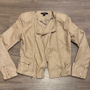 Forever 21 Tan Faux-Leather Moto Jacket